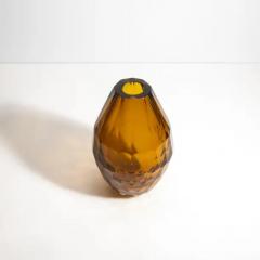 Hand Blown Murano Facet Vase in Amber Large - 3852529