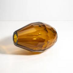 Hand Blown Murano Facet Vase in Amber Large - 3852531