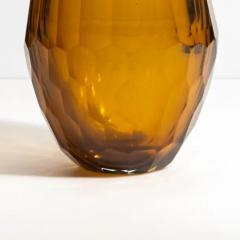 Hand Blown Murano Facet Vase in Amber Large - 3852532