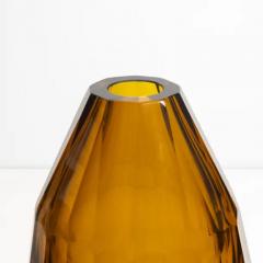 Hand Blown Murano Facet Vase in Amber Large - 3852534