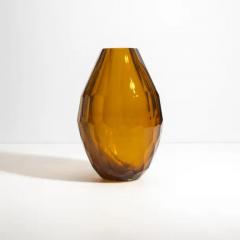 Hand Blown Murano Facet Vase in Amber Large - 3852548