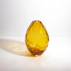Hand Blown Murano Facet Vase in Amber Medium - 3852137