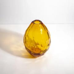 Hand Blown Murano Facet Vase in Amber Medium - 3852138