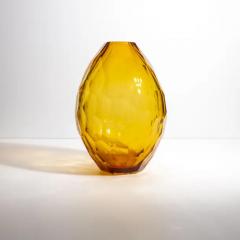 Hand Blown Murano Facet Vase in Amber Medium - 3852139