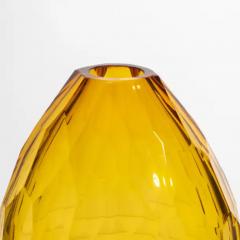 Hand Blown Murano Facet Vase in Amber Medium - 3852140
