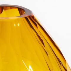 Hand Blown Murano Facet Vase in Amber Medium - 3852142