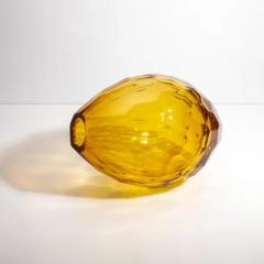 Hand Blown Murano Facet Vase in Amber Medium - 3852144