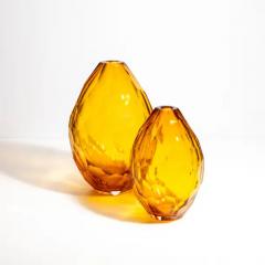 Hand Blown Murano Facet Vase in Amber Medium - 3852152