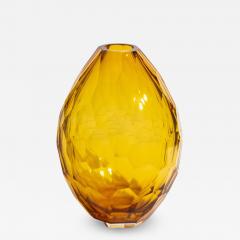 Hand Blown Murano Facet Vase in Amber Medium - 3875092