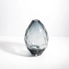 Hand Blown Murano Facet Vase in Grey Medium - 3851725