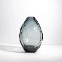 Hand Blown Murano Facet Vase in Grey Medium - 3851730