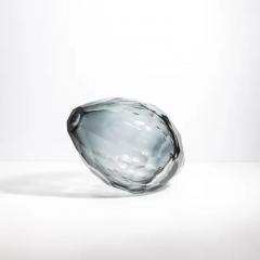 Hand Blown Murano Facet Vase in Grey Medium - 3851783