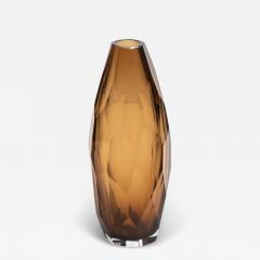 Hand Blown Murano Facet Vase in Tobacco - 3868619