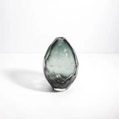 Hand Blown Murano Faceted Vase in Grey Small - 3851926