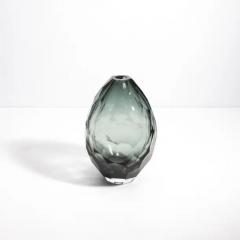 Hand Blown Murano Faceted Vase in Grey Small - 3851927