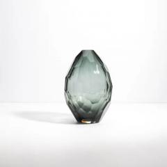 Hand Blown Murano Faceted Vase in Grey Small - 3851928