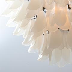 Hand Blown Murano Feather Chandelier in Opaline Glass and Oil Rubbed Bronze - 3884289