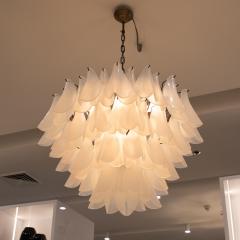 Hand Blown Murano Feather Chandelier in Opaline Glass and Oil Rubbed Bronze - 3884290