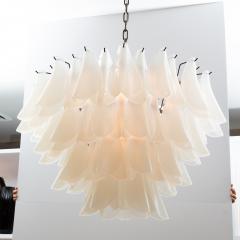 Hand Blown Murano Feather Chandelier in Opaline Glass and Oil Rubbed Bronze - 3884292