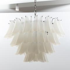 Hand Blown Murano Feather Chandelier in Opaline Glass and Oil Rubbed Bronze - 3884294