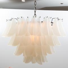 Hand Blown Murano Feather Chandelier in Opaline Glass and Oil Rubbed Bronze - 3884299