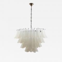 Hand Blown Murano Feather Chandelier in Opaline Glass and Oil Rubbed Bronze - 3884992