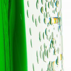 Hand Blown Murano Fluid Vase in Clear with Emerald Green and Bubble Details - 4210767