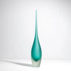 Hand Blown Murano Flute Vase in Teal - 3851731