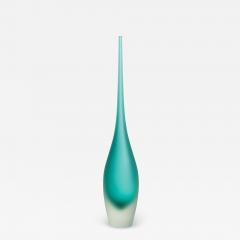 Hand Blown Murano Flute Vase in Teal - 3868643
