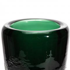 Hand Blown Murano Frozen Vase in Emerald Green Large - 4210796