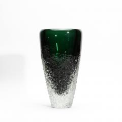 Hand Blown Murano Frozen Vase in Emerald Green Large - 4210798