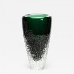 Hand Blown Murano Frozen Vase in Emerald Green Large - 4211650