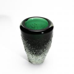 Hand Blown Murano Frozen Vase in Emerald Green Medium - 4210773