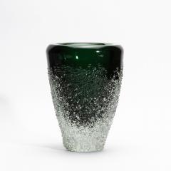 Hand Blown Murano Frozen Vase in Emerald Green Medium - 4210774