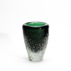 Hand Blown Murano Frozen Vase in Emerald Green Medium - 4210775
