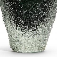 Hand Blown Murano Frozen Vase in Emerald Green Medium - 4210777