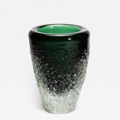 Hand Blown Murano Frozen Vase in Emerald Green Medium - 4211647