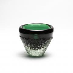 Hand Blown Murano Frozen Vase in Emerald Green Small - 4210789