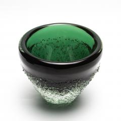 Hand Blown Murano Frozen Vase in Emerald Green Small - 4210790