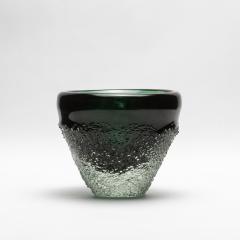 Hand Blown Murano Frozen Vase in Emerald Green Small - 4210791