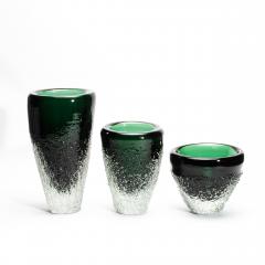 Hand Blown Murano Frozen Vase in Emerald Green Small - 4210794