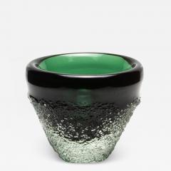 Hand Blown Murano Frozen Vase in Emerald Green Small - 4211649