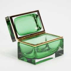 Hand Blown Murano Giant Box in Emerald Green with Brass Fittings - 4236306
