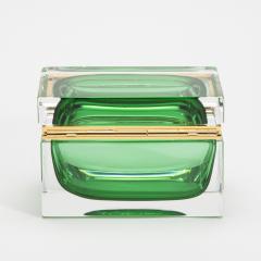 Hand Blown Murano Giant Box in Emerald Green with Brass Fittings - 4236312