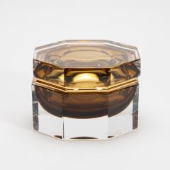 Hand Blown Murano Giant Box in Tobacco with Brass Fittings - 4236878