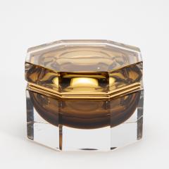 Hand Blown Murano Giant Box in Tobacco with Brass Fittings - 4236879