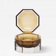 Hand Blown Murano Giant Box in Tobacco with Brass Fittings - 4249129