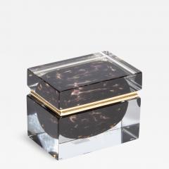 Hand Blown Murano Glass Box M in Leopard with Brass Fittings - 3878785