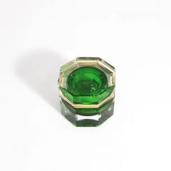 Hand Blown Murano Glass Box Octagonal M in Green with Brass Fittings - 3854228