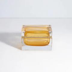 Hand Blown Murano Glass Box in Amber with 24 Karat Gold Flecks and Brass Fitting - 3854312